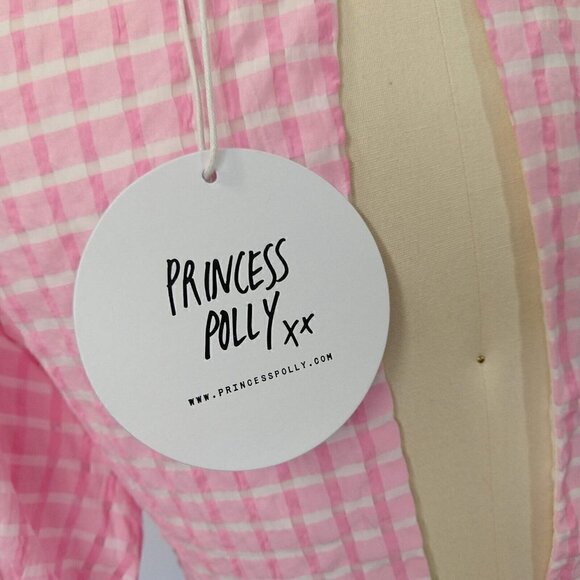 Princess Polly Zoe Jane Mini Dress Size 2 NWT Pink White Gingham Puff Sleeve - Picture 10 of 12